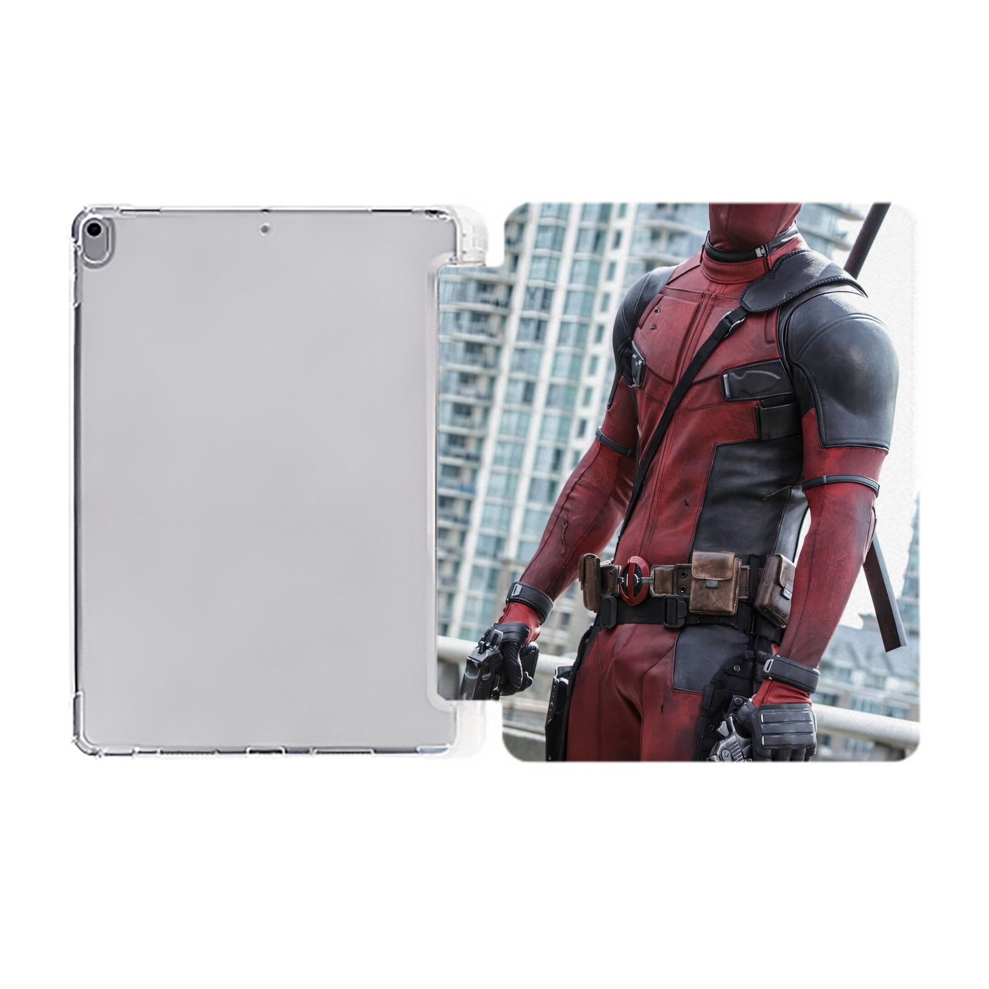 （画像用） Deadpool デッドプール IPad ケース ペン収納付き 三つ折りスタンド PUレザー×シリコン 対応機種9.5/10.5/10.9インチ